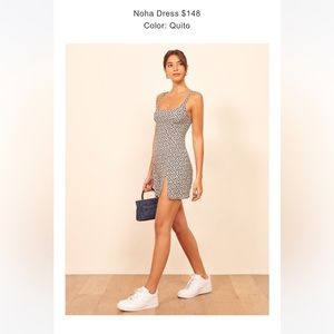 Reformation Noha Mini Dress in Black and White Floral